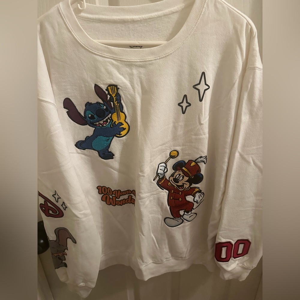 Disney White Sweater with Character Graphics